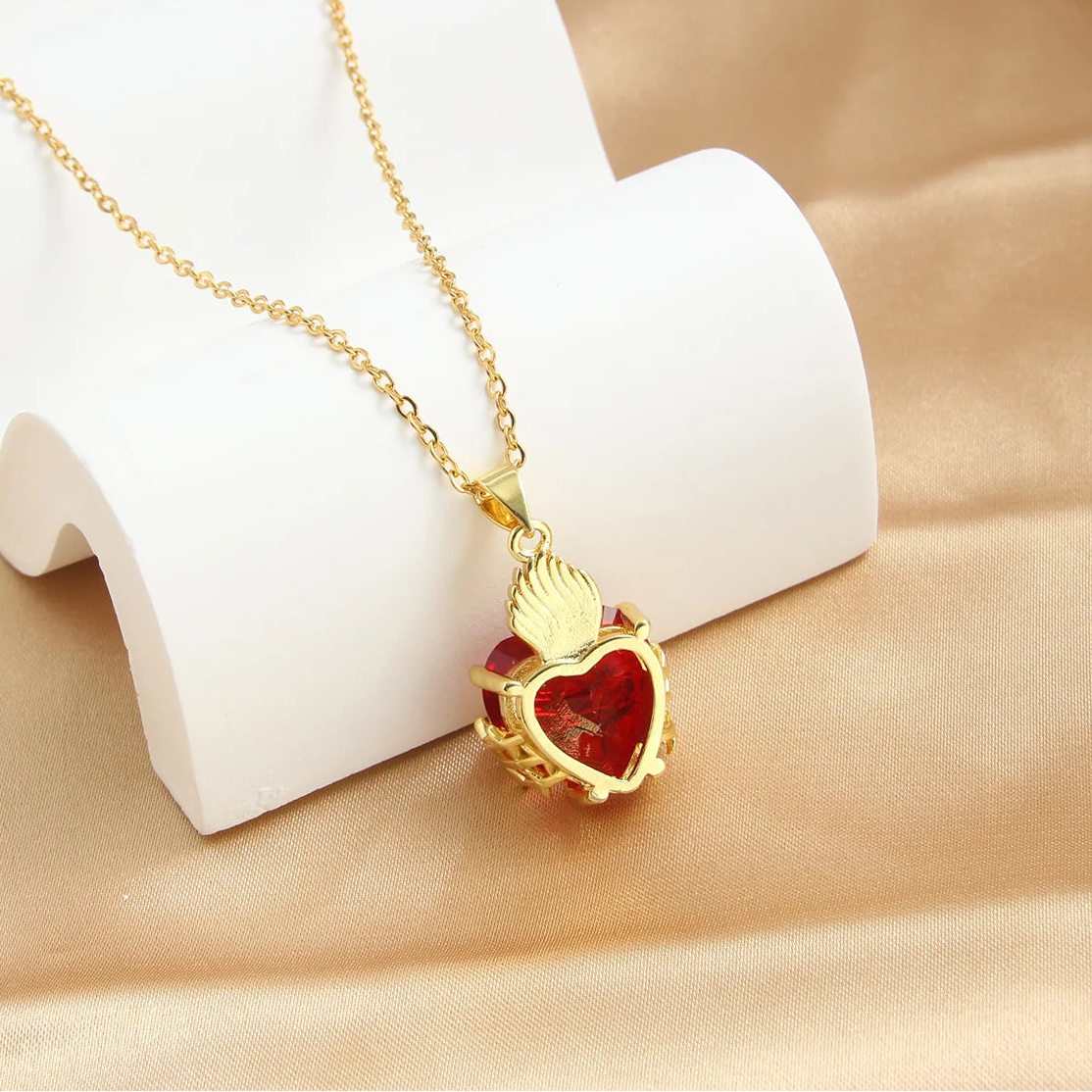 Sacred Heart Cross Necklaced