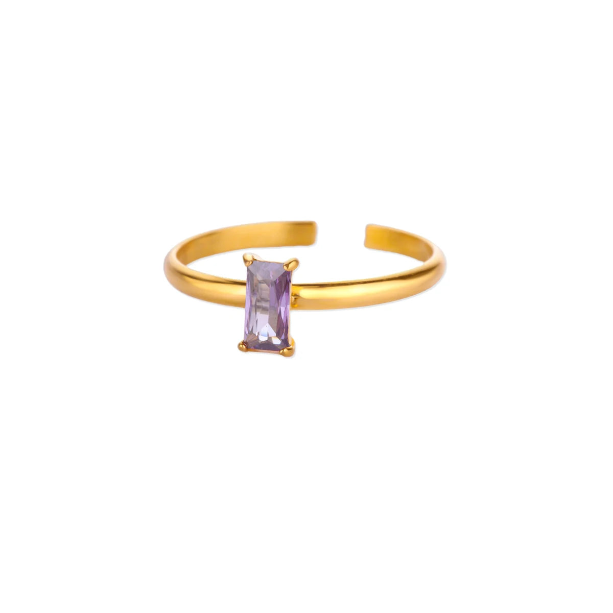 Adjustable Delicate Golden Ring with Colorful Gem