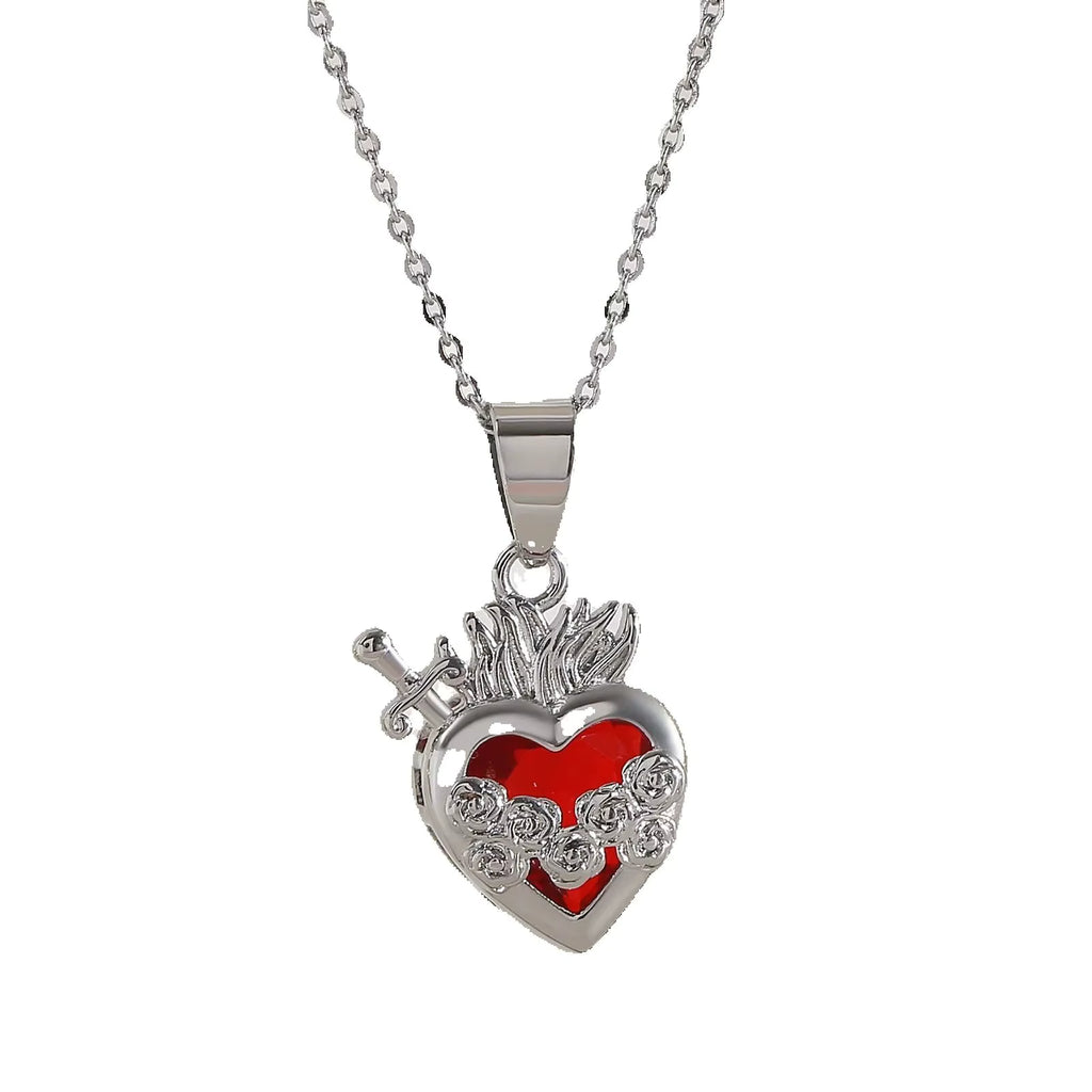 Sacred Heart Cross Necklaced