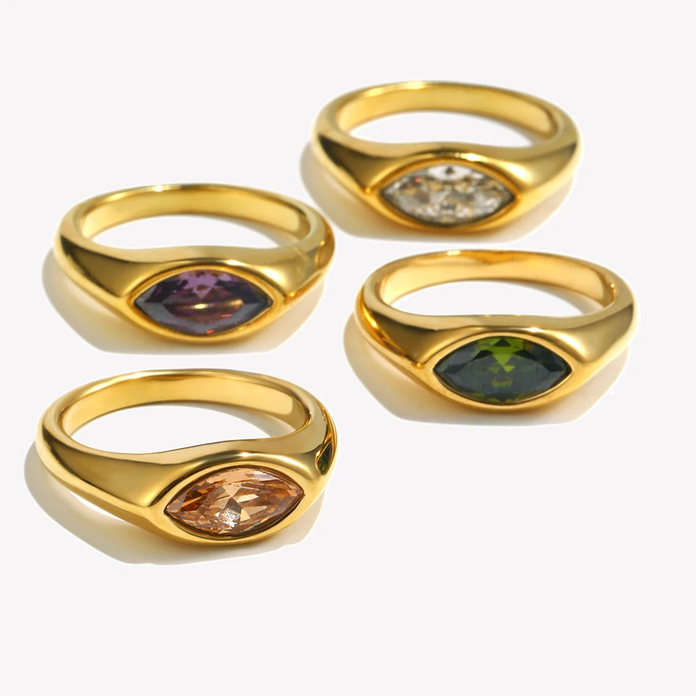 Marquise Gemstone Gold Signet Ring
