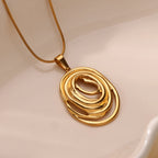 Hollow Geometric Oval Necklace in Gold and Silver
