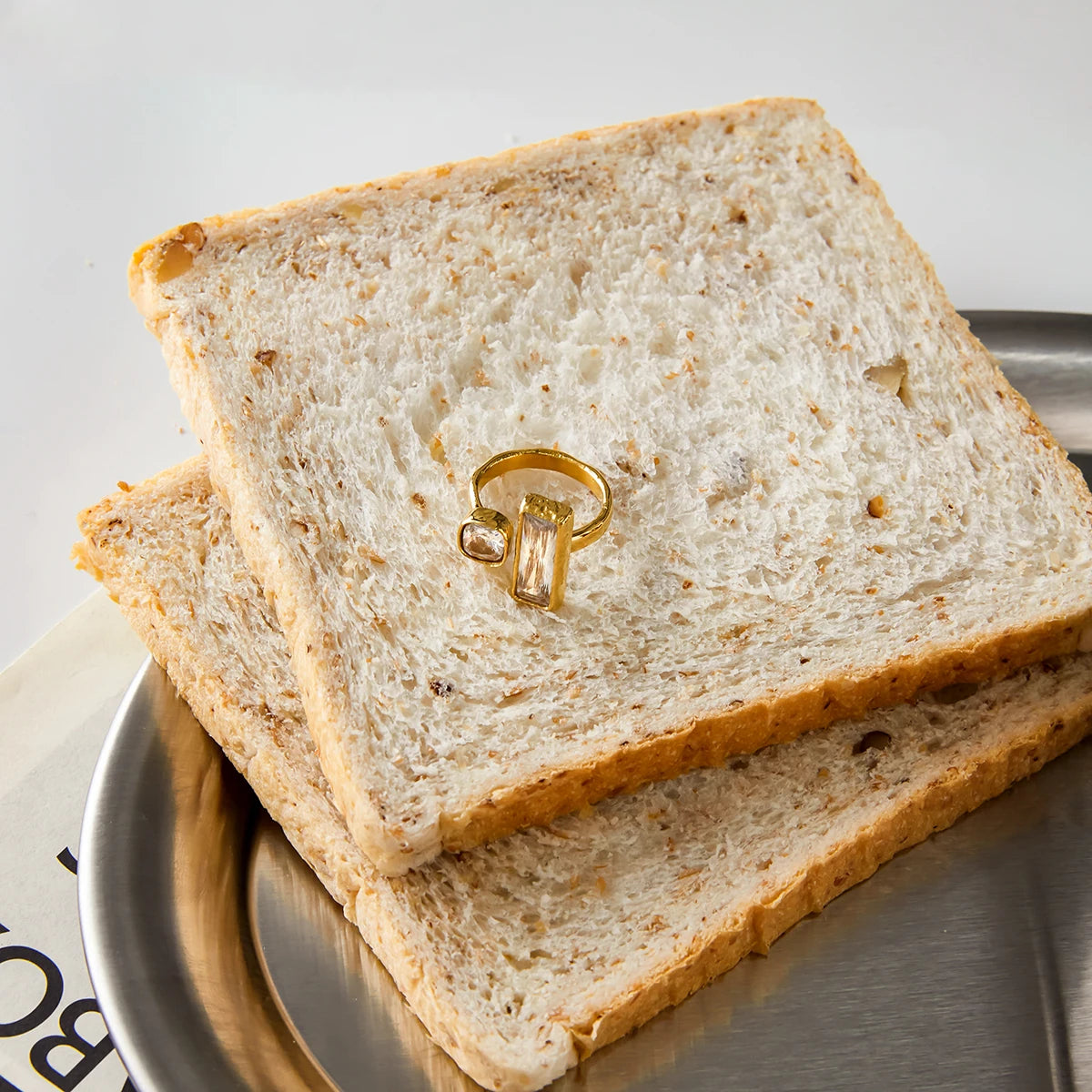 Geometric Baguette Duo Open Ring