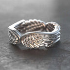 Silver Angel Wings Adjustable Ring