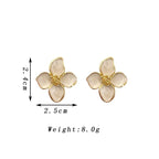 Elegant White Enamel Flower Earrings