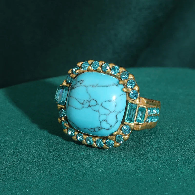 Vintage Art Deco Turquoise Gold Ring