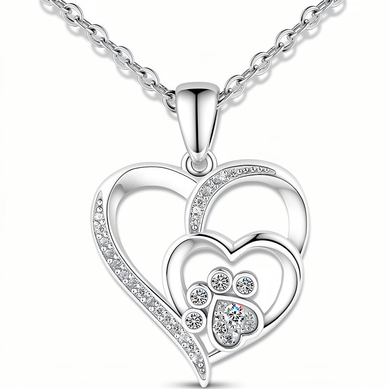 Forever Close Paw Heart Necklace