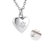 Pawprints In My Heart Ashes Necklace – Memorial Paw Heart Pendant