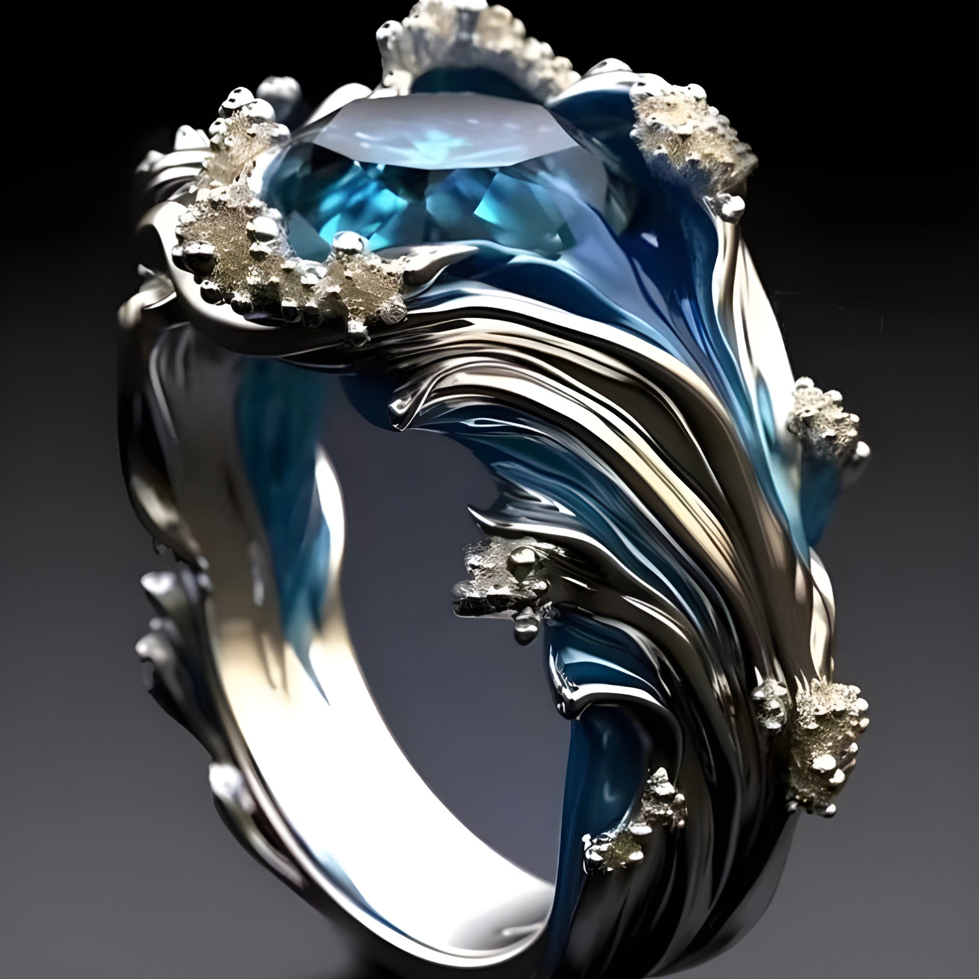 Vintage Golden Ocean Wavy Ring