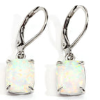 Vintage White Opal Square Earrings
