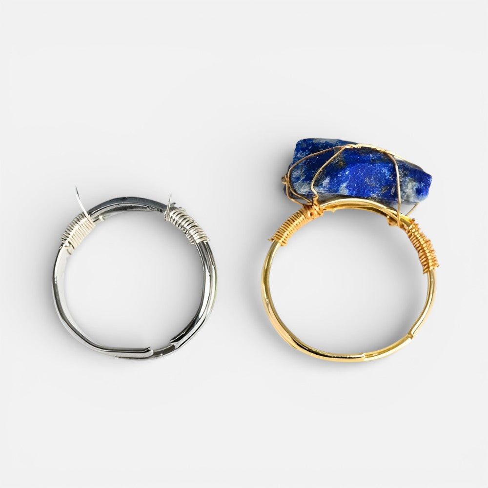 Wire Wrapped Raw Crystal Gold Rings