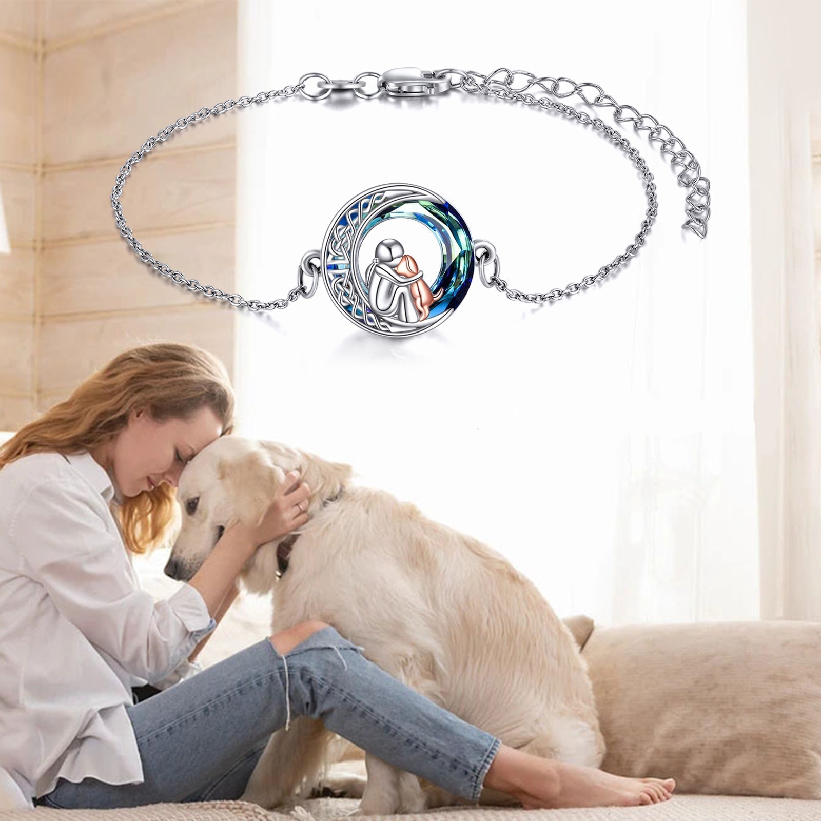 Silver Adjustable Dog Charm Bracelet