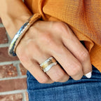 Chunky Silver Ring with Gold Details