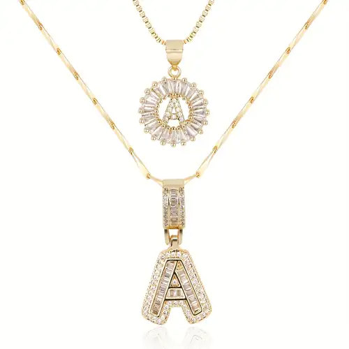 Elegant Gold Letter Initial Necklace Set