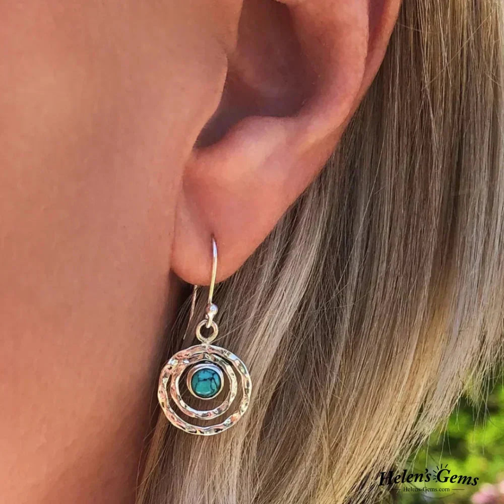 Boho Saturn Earrings Turquoise and Gold