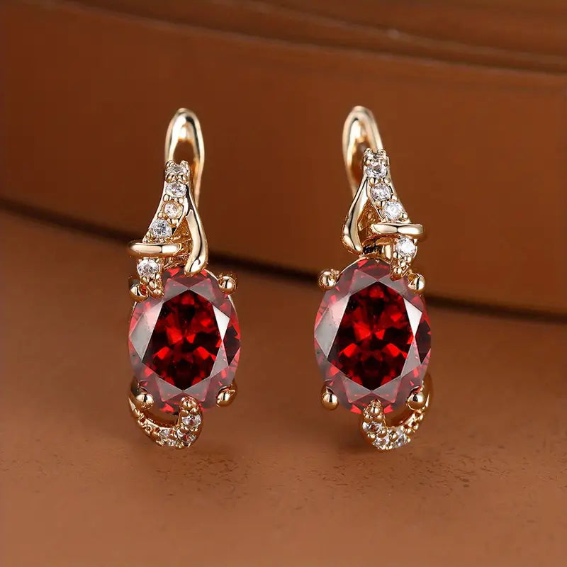 Gold Crimson Twilight Drop Earrings