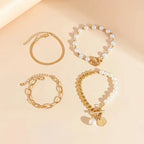 Elegant 4-Piece Gold Bracelet Set