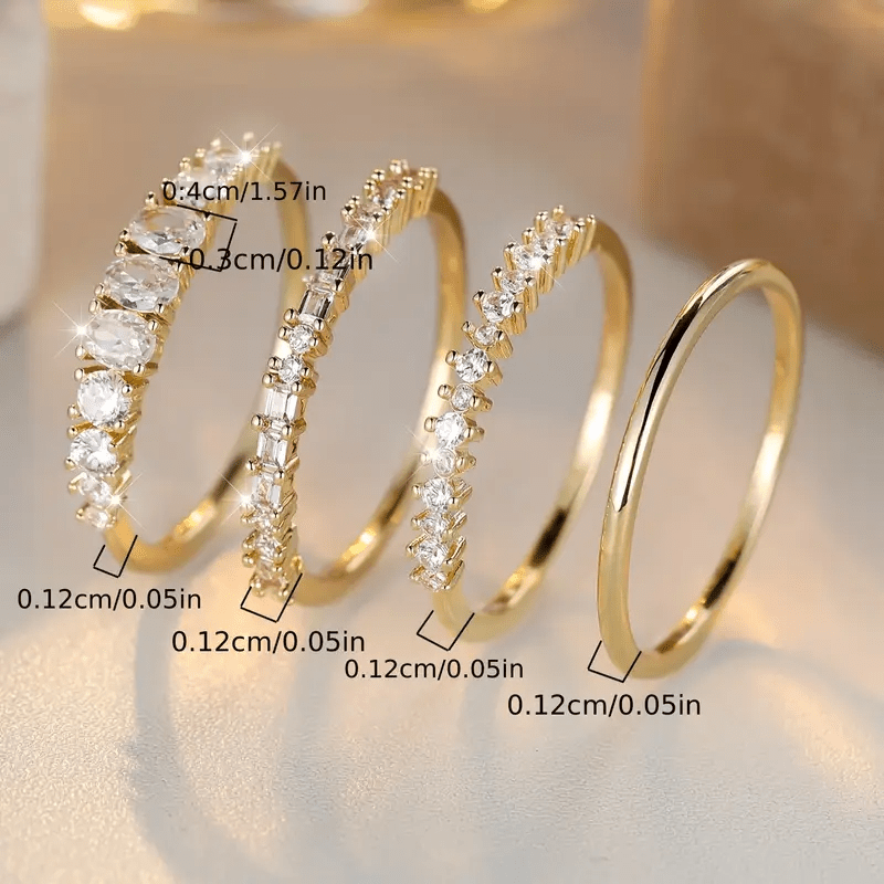 Golden Zirconia Stacking Rings