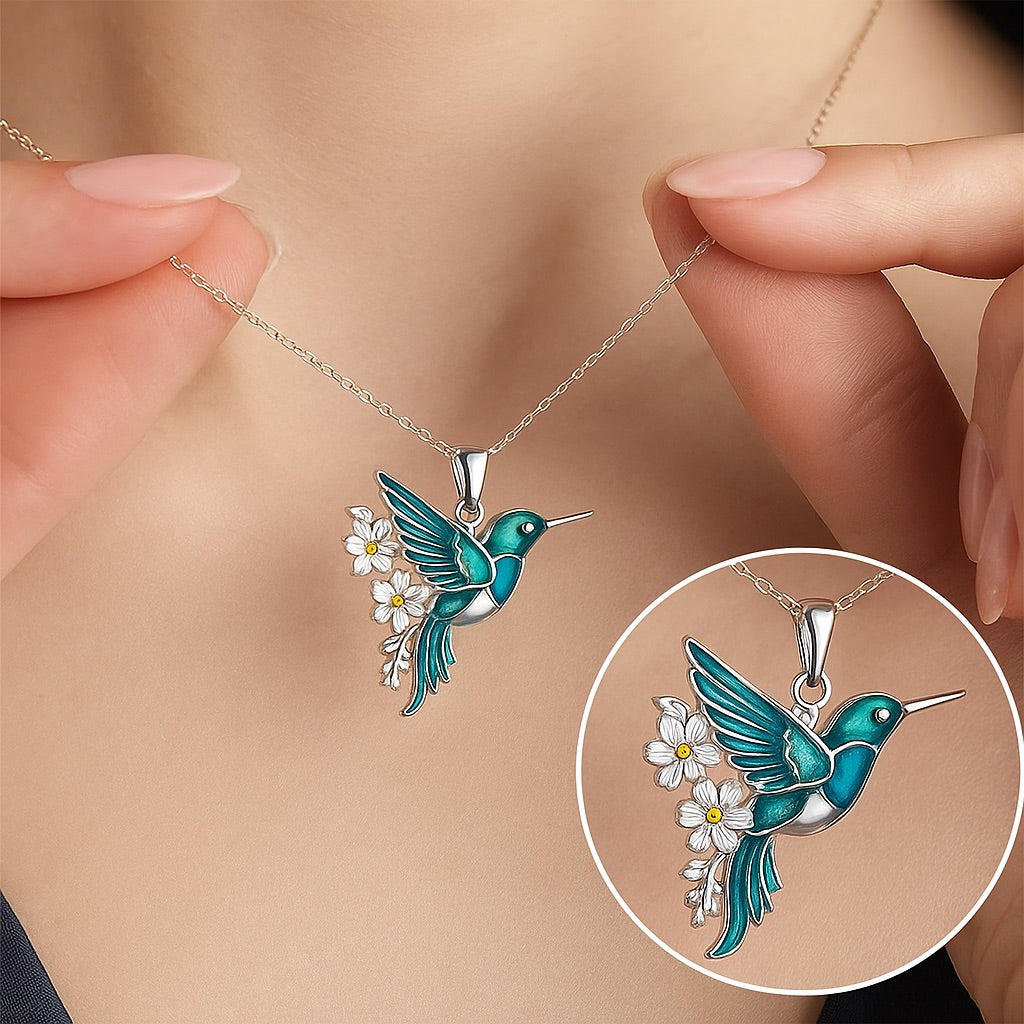 Beautiful Hummingbird Necklace with Bonus Earrings