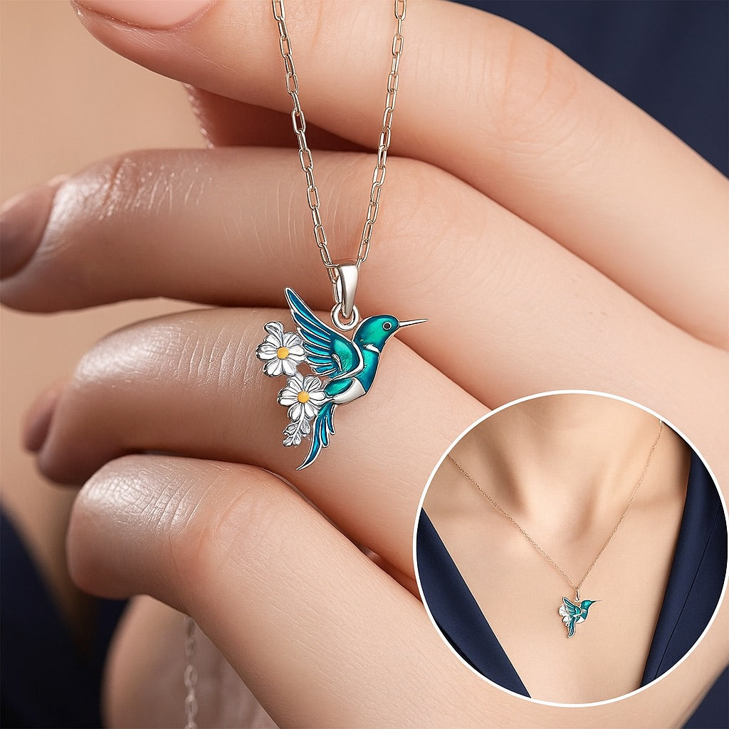 Beautiful Hummingbird Necklace with Bonus Earrings
