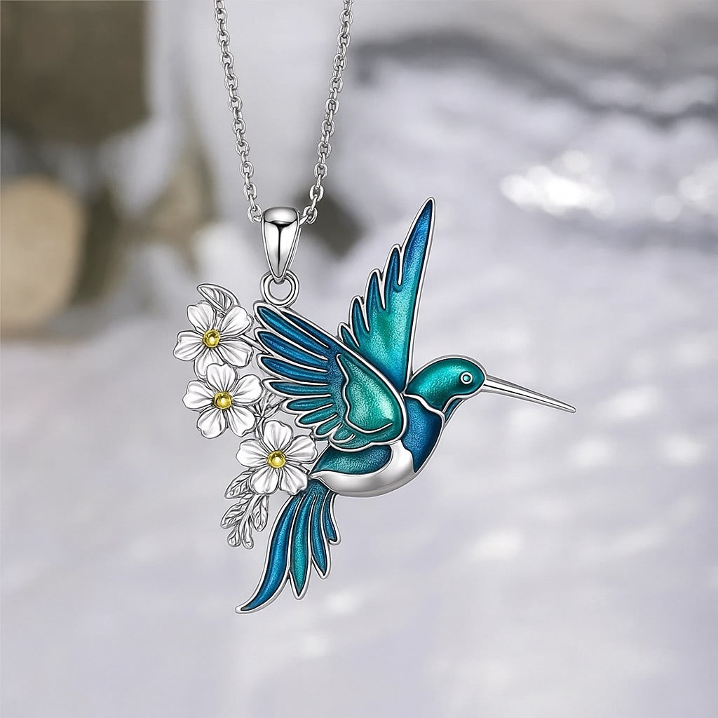 Beautiful Hummingbird Necklace with Bonus Earrings