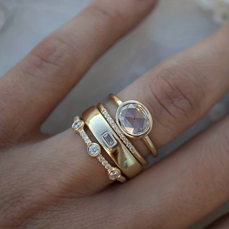 Gold & Zirconia Ring Set