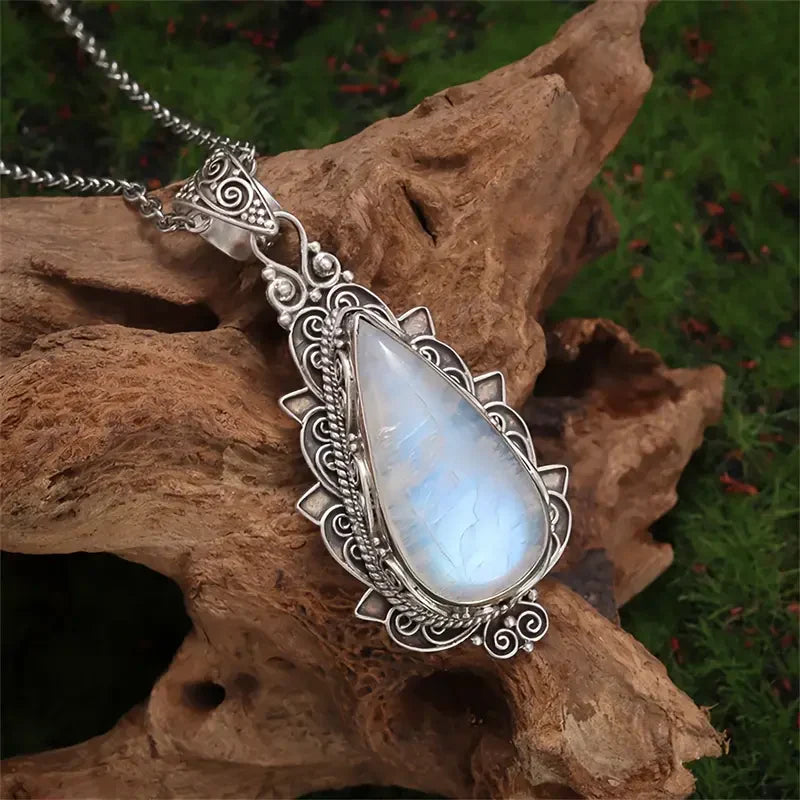 Antique Moonstone Drop Necklace