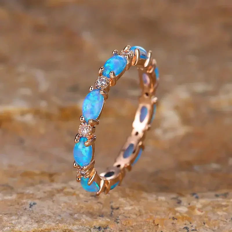 Elegant Blue Opal Ring