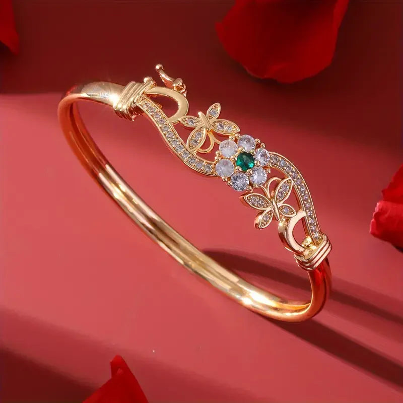 Zirconia Gold Green Crystal Bracelet