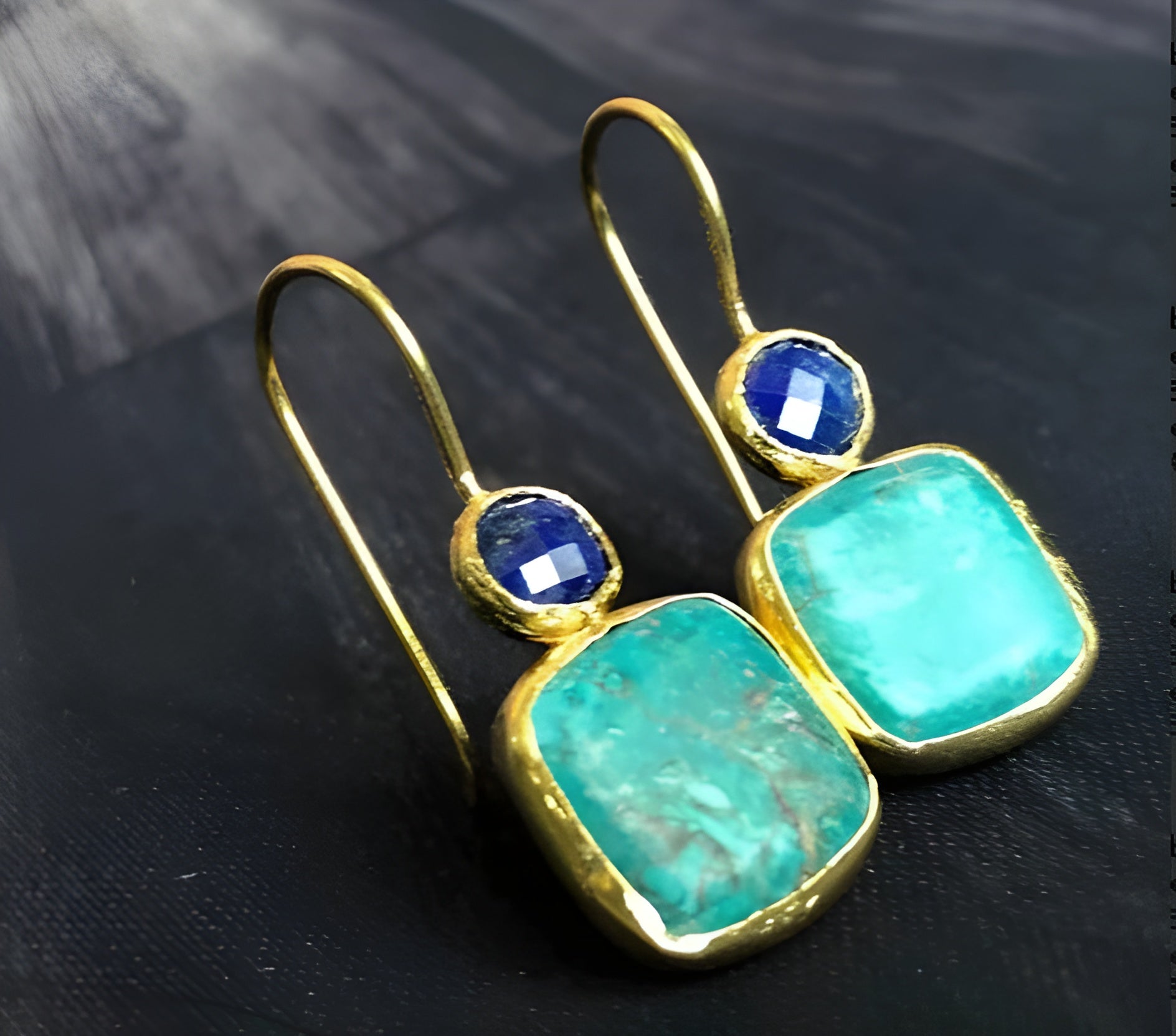 Vintage Green Golden Glass Earrings