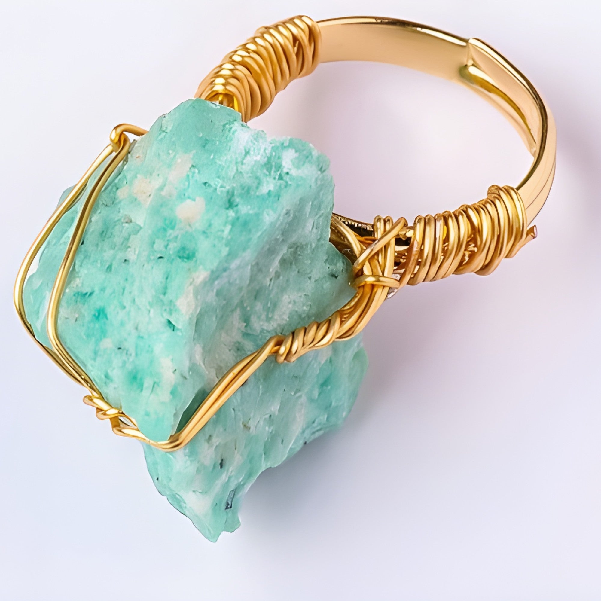 Raw Aqua Quartz Claw Ring