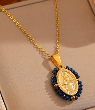 Vintage Gold Amulet Mary Necklace