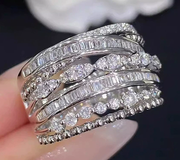 Vintage Layered Zirconia Silver Ring