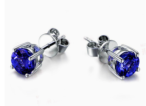 Minimalist Princess Cut Sapphire Stud Earrings