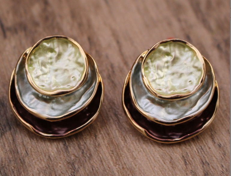 Ocean Hand-Painted Layered Hoop Earrings