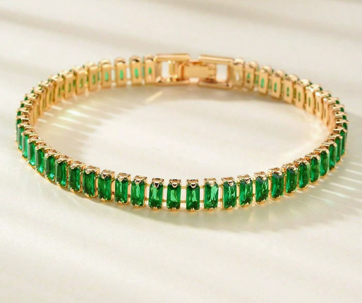 Emerald Green Statement Gold Bracelet