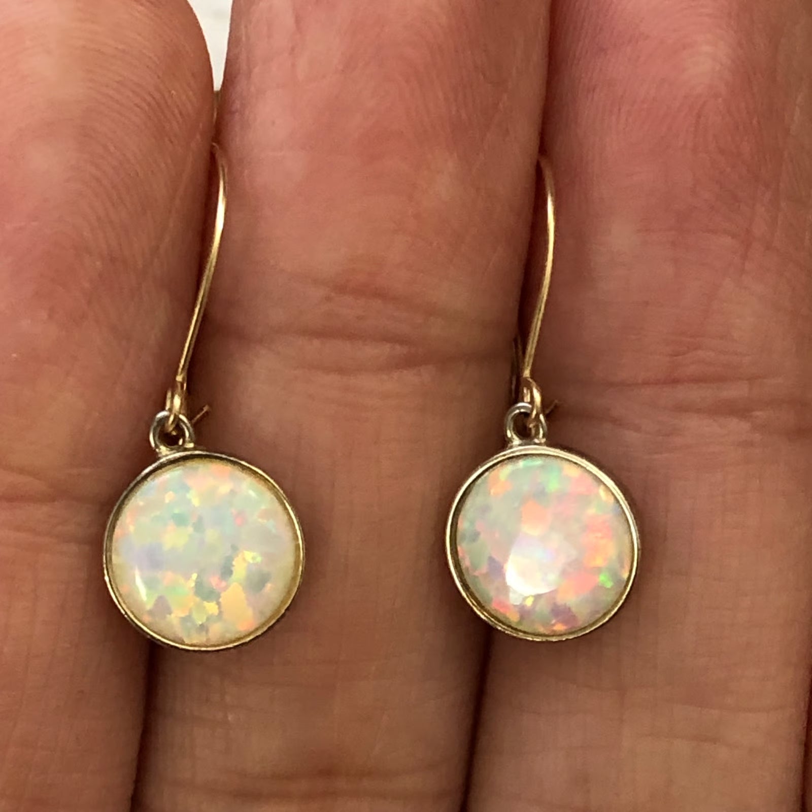 Timeless Gold-Plated White Opal Earrings