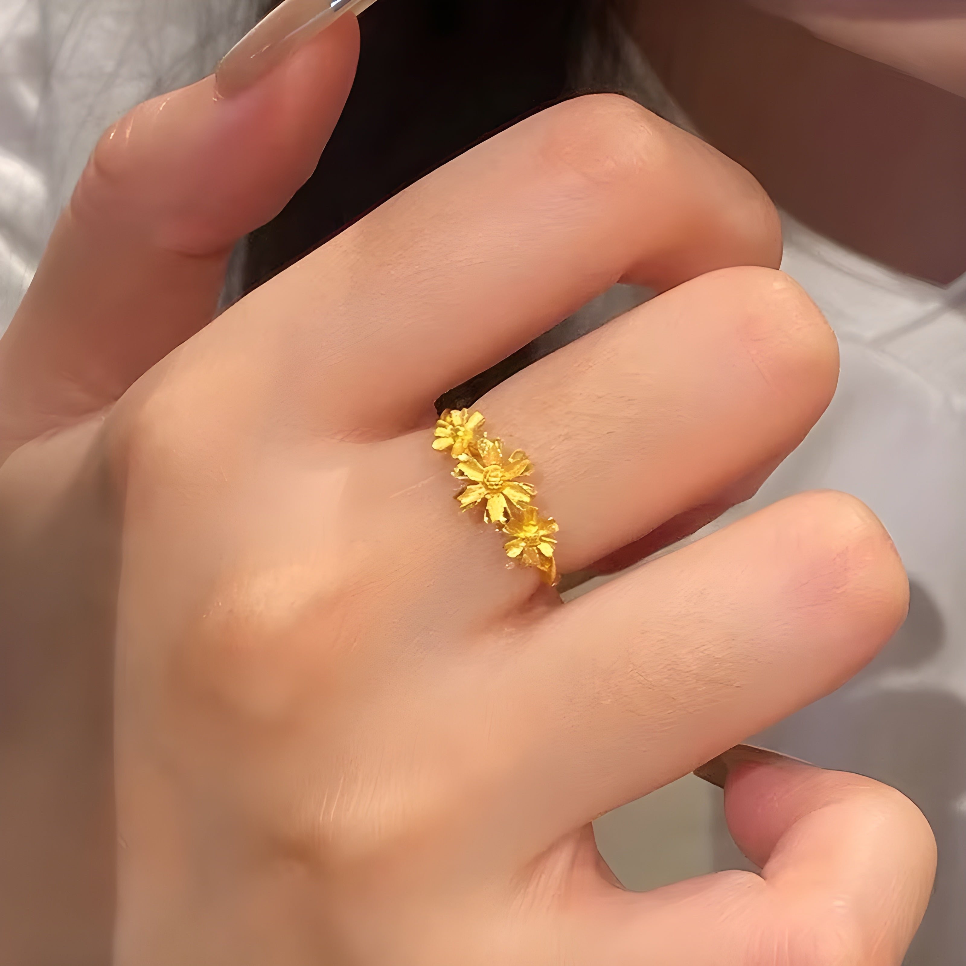 Golden Blossom Ring