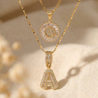 Elegant Gold Letter Initial Necklace Set