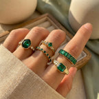 Zarina Exquisite Emerald Gold Ring Set