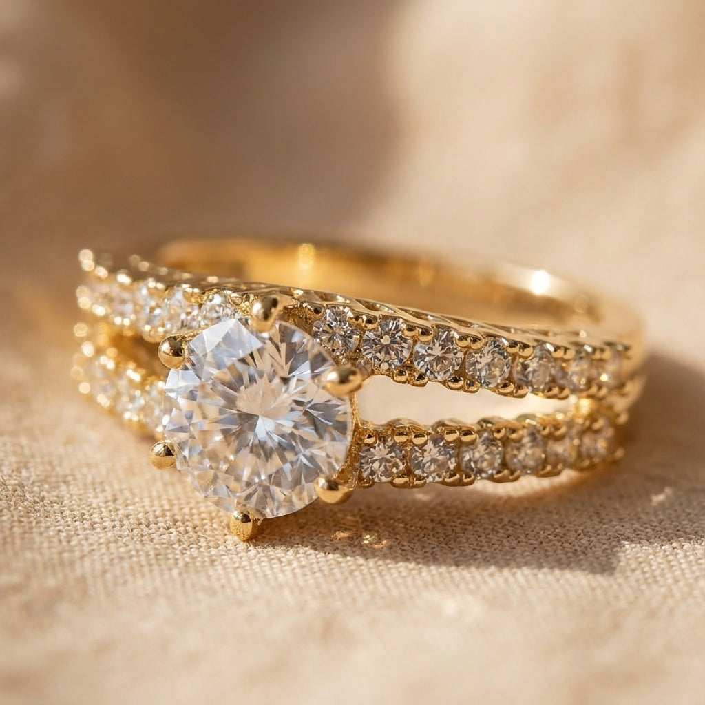 Elegant Eternal Radiance Gold Ring Set