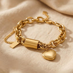 Elegant Heartened Gold Chunky Bracelet
