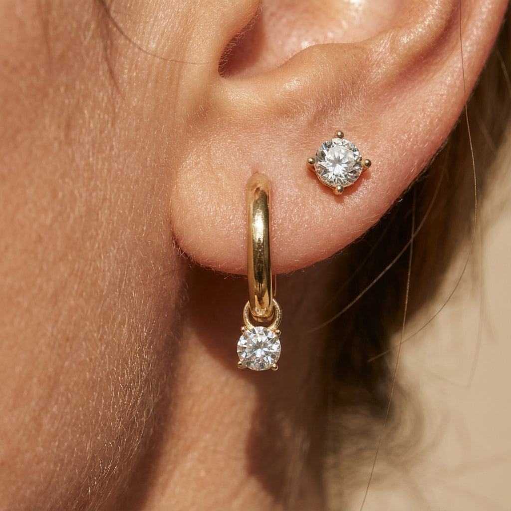 Elegant Gold Stone Earrings Set