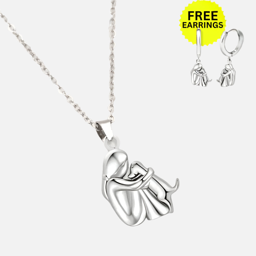 Hug Pendant Necklace with Bonus Earrings