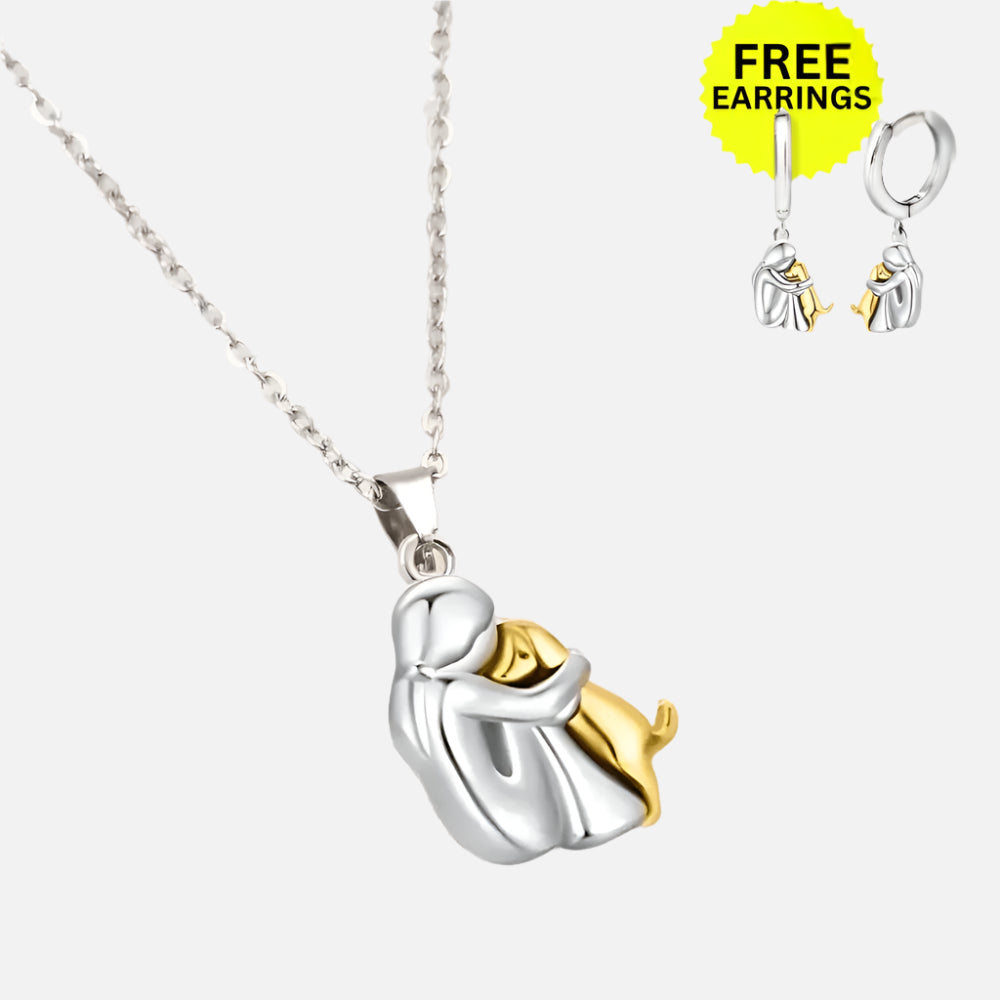 Hug Pendant Necklace with Bonus Earrings