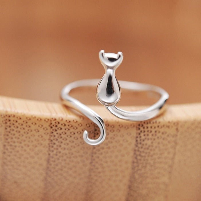 Silver Adorable Cat Ring