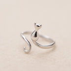 Silver Adorable Cat Ring